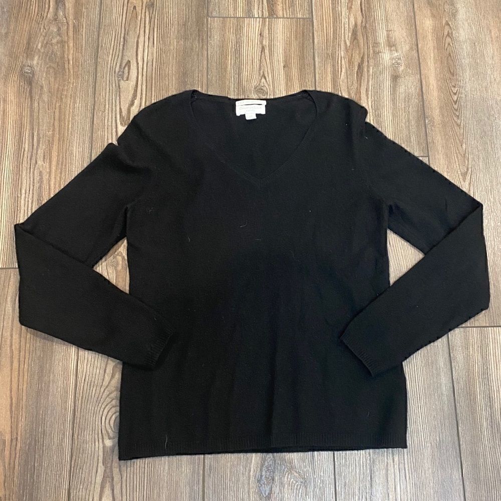 Charter Club Black Petite Cashmere Sweater